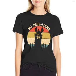 Women's Polos No Prob-LLama T-Shirt Shirts Graphic Tees Cute Tops Woman Clothes