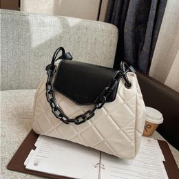 10A Fashion Leather Color Handbag Lady Contrast Bag Chain High PU Shoulder Shoulder Design Hand-held Big Capacity Women's Fashion Bgki