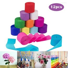 Party Decoration 0.05x25m Coloured Crepe Paper Roll Decorative Origami Craft DIY Flower Make Wrapping Fold Scrapbooking Backdrop Decor