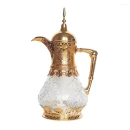 Water Bottles Large Capacity Glass Cool Kettle Medieval Dubai Style Carved Crystal Cold Bottle Middle East Tie Pot 1600ml