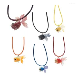 Pendant Necklaces Y2K Resin Goldfish Necklace For Women Fashion Egirl Punk Clavicle Chain Jewelry Valentines Day Gifts