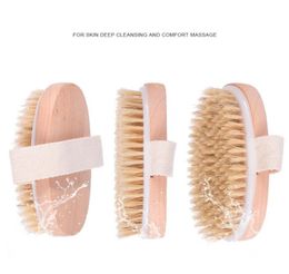 Soft Body Dry Brush Natural Boar Bristle Organic Dry Skin Body Brush Bamboo Wet Back Shower Brushes Exfoliating Bathing Brush DHL4902627