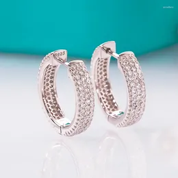 Hoop Earrings Fashion Round 925 Sterling Silver High Carbon Diamond For Women Anniversary Gift Birthday Luxury Fine Jewelry
