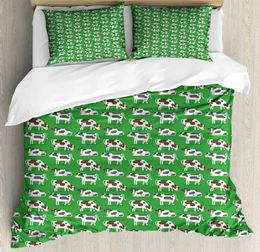 Bedding sets Cute Milk Cow Print Duvet Cover Set Twin King Queen Microfiber Cartoon Cattle Farmhouse Animal Theme Comforter H240521 CGVG