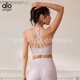 Designer Yoga Aloe Sports Bra Sexy Back Shock Absorbing Gathering Yoga Bra No Steel Ring Running Fitness Tank Top for Women