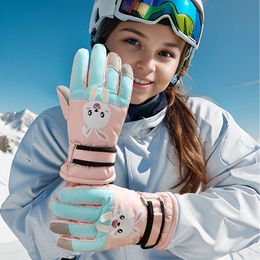 Children Winter Ski Warm Waterproof Thicken Mittens Anti Slip Windproof for Boys Girls Outdoor Sport Kids Skiing Gloves L2405