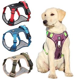 Dog Collars Leashes Pet Harness Reflective Vest Adjustable Safety Lead Straps for Medium Large Dogs French Bulldog Walking Harnesses H240522