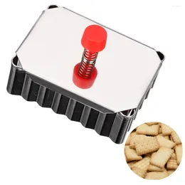 Baking Moulds Pastry Decorating Mould Plunger Cookie Cutter Tools Stainless Steel Fondant Pressed Mould Square Biscuit