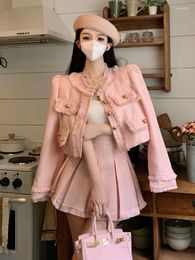 Work Dresses Fashion Tassel Small Fragrance Two Piece Set Women Jacket Coat Pleated Skirt Suits Spring Korean Sweet 2 Outfits