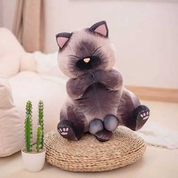 Plush Dolls 1PC Lifelike Siamese Cats Plush Toy Simulation American Shorthair Cute Cat Doll Pet Toys Home Decor Gift For Girls Birthday H240521 HM8P