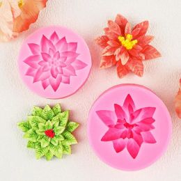 Christmas Flower Silicone Sugarcraft Mould 3D Holly Leaf Poinsettia Resin Tool Cupcake Baking Mould Fondant Cake Decorating Tools