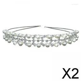 Headpieces 2X Rhinestone Bridal Tiara Crown Headband Headpiece For Bride Women Flower Girl