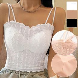 Women's Tanks Summer Solid Corset Top For Women Girls Sweet Lace Strapless Tube Tops With Bra Sexy Club Party Tee Vintage Y2k Chic Vest