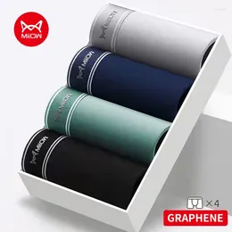 Underpants MiiOW 4Pcs Cotton Men Underwear Boxers Graphene Antibacterial Male Panties Soft Breathable Summer Man Boxer Briefs