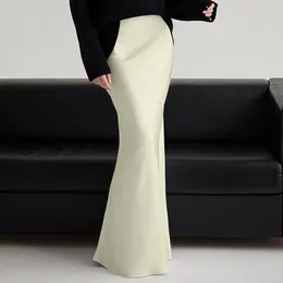 Skirts For Women Trendy Summer Silk Elegant High Waist Cocktail Party Wedding Hem Satin Maxi Women'S Clothing Trend 2024