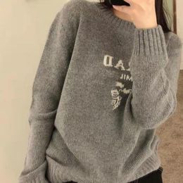 Autumn winter latest brand triangle design women's Knitted sweater fashion England wind leisure printing letter wool sweaters jumpers Tops