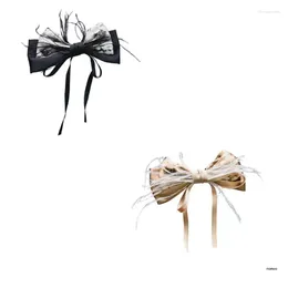 Brooches Brooch Ribbon Bow Tie With Feather Suitable For Parties And Weddings Graceful Vintage Pins