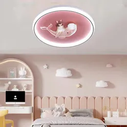 Ceiling Lights Modern Dolphin Led Light For Kids Room Girls Bedroom Deco Pink Princess Mermaid Chandelier Cartoon Children Lamp