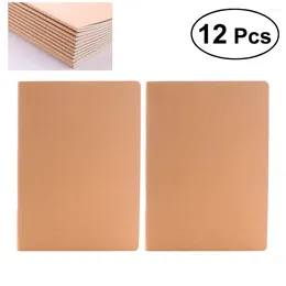 12Pcs Kraft Notebooks Brown Blank Pages Cover Journals