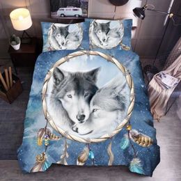 Bedding sets Wolf Cute Animal Set 3D Kids Adult Luxury Gift Duvet Cover Soft Comforter Single Full King Twin Size Quilt H240521 TT01