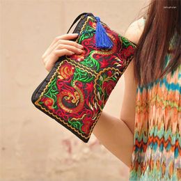 Shoulder Bags Women Ethnic National Retro Butterfly Flower Bag Handbag Coin Purse Embroidered Lady Clutch Tassel Small Flap Summer Bolsa