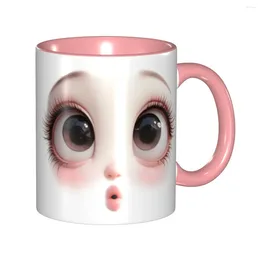 Mugs 3D Cute Face Mug Funny Kawaii Big Eyes Coffee Cup Gifts For Woman Man