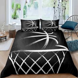 Bedding sets 3D Basketball Duvet Cover King for Teen Boys Kids Fire Water Sports Set Microfiber Ball Game Quilt with case H240521 6JAD