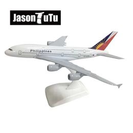 Aircraft Modle JASON TUTU 20cm Philippines Airbus A380 Aeroplane Model Plane Model Aircraft Diecast Metal 1/300 Scale Planes Factory Wholesale Y240522