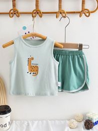 Clothing Sets 2024Summer Girls0-3Baby Boys And Girls Bud-Waisted Shorts Suit Vest