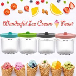 Storage Bottles With Lid Creami Pint Containers Dishwasher Safe Leak Proof Ice Cream Maker Cup BPA Free Jar Kitchen