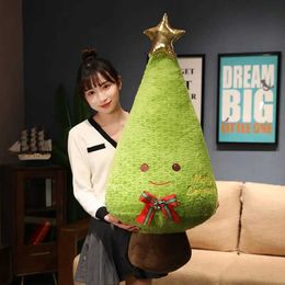 Plush Pillows Cushions 30CM-75CM Simulation Christmas Tree Plush Toys Cute Evergreen Plush Pillow Dolls ing Trees Stuffed for Christmas Dress Up H240521