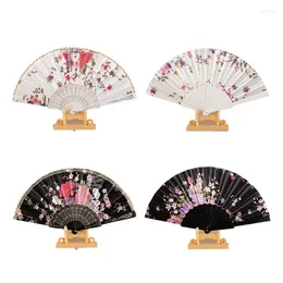 Decorative Figurines Hand Fan Foldable Black White Plastic Wedding Party Dance Flower Pattern Held Prop Decoration Gifts Art Crafts