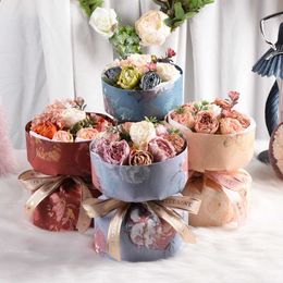 Decorative Objects Figurines Vintage Peony Artificial Preserved Flowers Bouquet Handmade Eternal Gift for Women Mothers Day Anniversary Birthday H240522