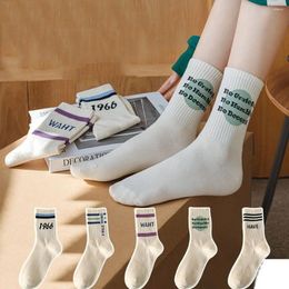 Women Socks Mid Tube For Casual Stockings Harajuku Street Hip Hop Skateboard Solid Striped Hosiery Ladies Girls Sports