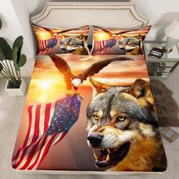 Bedding sets Wolf Printed Set Twin Size for Kids Boys BedroomMisty Bed Duvet Cover Comforter Wild Animals Decor 3 Pieces H240521 K01L