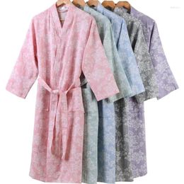 Home Clothing Pure Cotton Double Deck Gauze Thin Absorbent Bathrobe Soft Women Robe Japanese Style Kimono Nightgowns Ladies Sleepwear