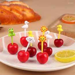 Forks 8pcs Cartoon Mini Animal Fruit Fork Set Kids Snack Cake Dessert Stick Toothpick Bento Tableware Child Decoration Pick