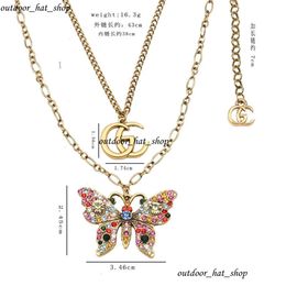Designer Cucci Double Letter Pendant Necklaces Gold Plated Butterfly Crysatl Pearl Rhinestone Sweater Necklace For Party Jewerlry With Original Box 272