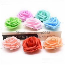 Decorative Flowers Wreaths Wholesale 100 Pack 7Cm Artificial Rose Head Bk Stemless Fake Foam Roses For Wedding Decorations Bouquet Dhcj4