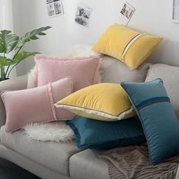 Pillow 45x45/50x30/55x55/40x60cm Pink/yellow/blue Tassel Cover Sofa Fringed Throw Pillowcase Decorative Waist