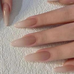 False Nails 24pcs Manicure Fake Nials Gradient DIY French Simple Long Almond