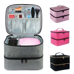 Storage Bags Portable Box Double Layer Nail Polish Bag Cosmetic Case Handheld Beginners Carrying Container Home Organiser