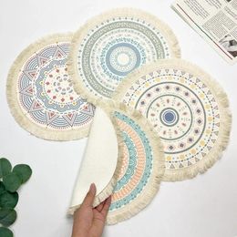 Table Mats Dinning Cotton Cover Embroidered Cloth Elegant Round Tablecloth Coffee Coasters Napkin Party Wedding Decor