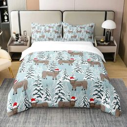 Bedding sets Brown Cow Print Comforter Set Queen King Size Farmhouse with 2 Matching cases Bedroom Decoration H240521 ZT2K