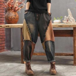 Women's Jeans Spring Women's High Waist Retro Harem Pants 2024 Casual Fashion Harajuku Cotton Trousers Patchwork Wide Leg Radish