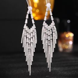 Super Immortal Style Long Earrings With Zircon Inlaid Wedding Dress And Earrings Designer Jewelry