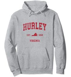 Men039s Hoodies Sweatshirts Hurley Virginia VA Vintage Sports Design Red Print Pullover Hoodie8947511