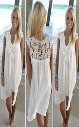 2019 chic Boho Style Women Lace Dress Summer Loose Casual Beach Mini Swing Dress Chiffon Bikini Cover Up Womens Clothing Casual Dr8802588