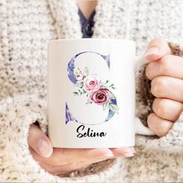 Mugs Personalised floral coffee cup with name creative drum water tea milk birthday Mothers Day surprise gift H240522