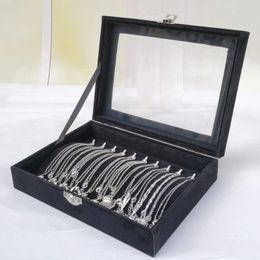 Black Jewellery Box Bracelet box necklace box arched small box display box flannel cover Jewellery storage box 240522